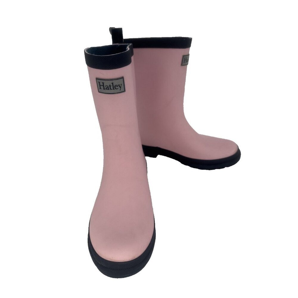 Hatley Classic Kids Rain Boots Pink Matte‎ Navy Size 3 Toddler $25 rubber boot